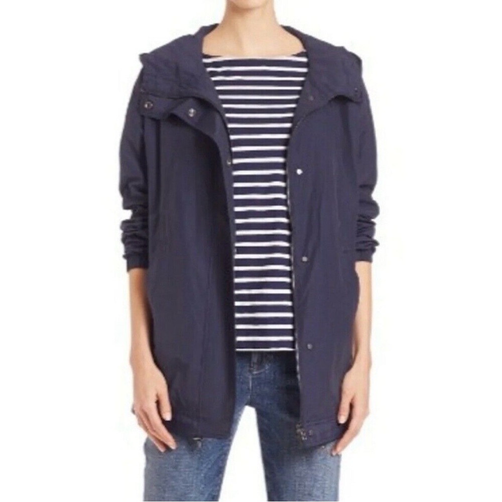 Eileen Fisher Jacket Navy Hooded Windbreaker M/L